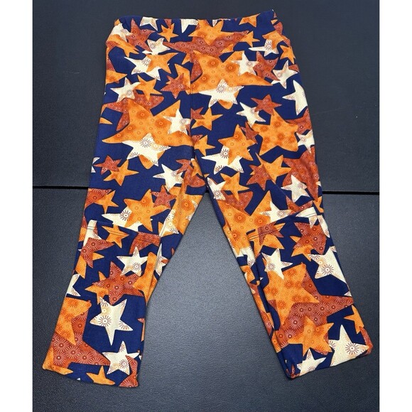 LuLaRoe Leggings Americana Patriotic Stars Blue Orange Fireworks OS One Size - Picture 1 of 10